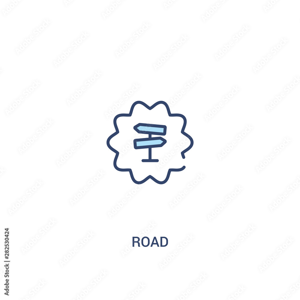 Poster road concept 2 colored icon. simple line element illustration. outline blue road symbol. can be used