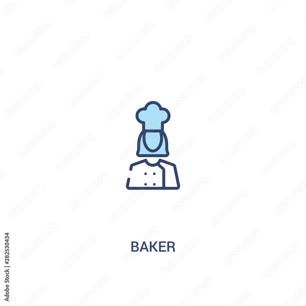 Poster baker concept 2 colored icon. simple line element illustration. outline blue baker symbol. can be us