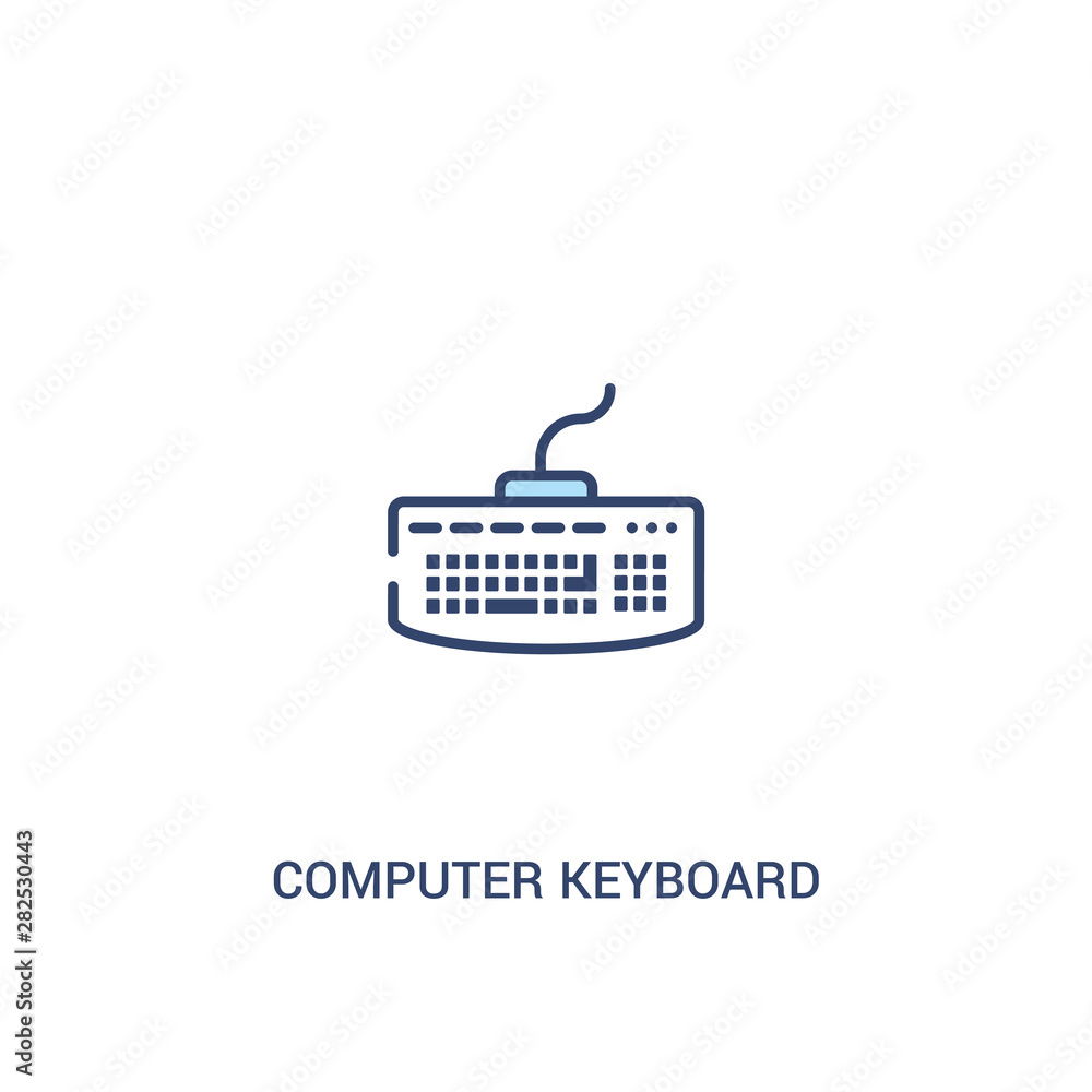 Poster computer keyboard concept 2 colored icon. simple line element illustration. outline blue computer ke