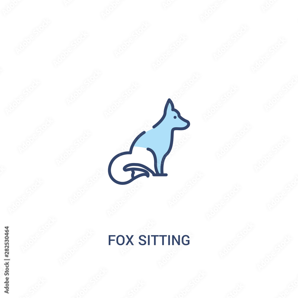 Poster fox sitting concept 2 colored icon. simple line element illustration. outline blue fox sitting symbo