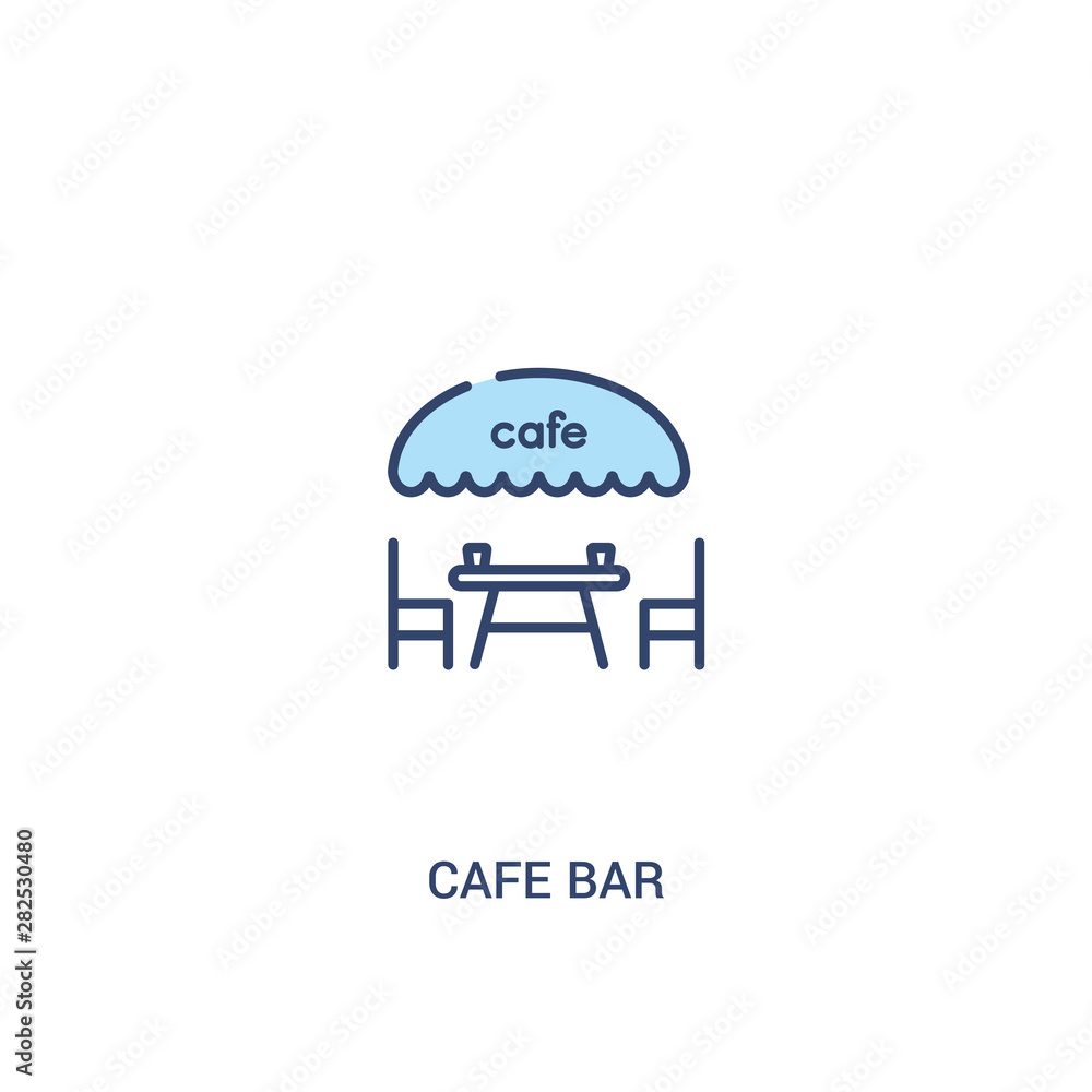 Poster cafe bar concept 2 colored icon. simple line element illustration. outline blue cafe bar symbol. can