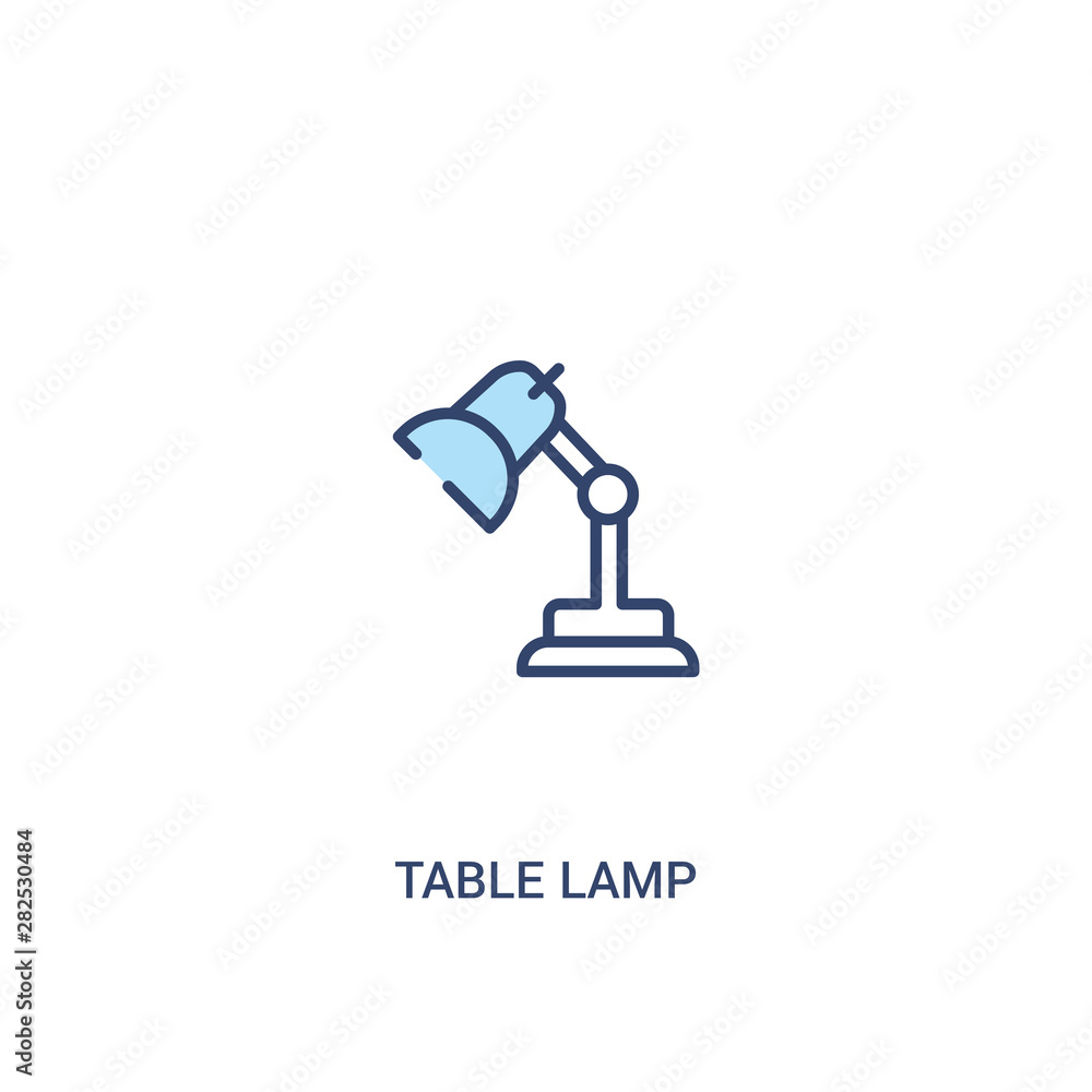 Poster table lamp concept 2 colored icon. simple line element illustration. outline blue table lamp symbol.