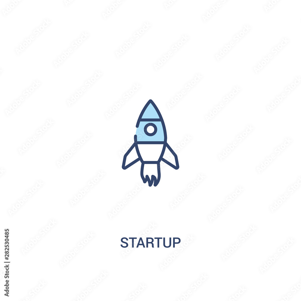 Poster startup concept 2 colored icon. simple line element illustration. outline blue startup symbol. can b