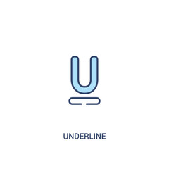 underline concept 2 colored icon. simple line element illustration. outline blue underline symbol. can be used for web and mobile ui/ux.