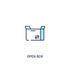 open box concept 2 colored icon. simple line element illustration. outline blue open box symbol. can be used for web and mobile ui/ux.