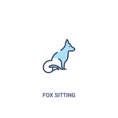 fox sitting concept 2 colored icon. simple line element illustration. outline blue fox sitting symbol. can be used for web and mobile ui/ux.