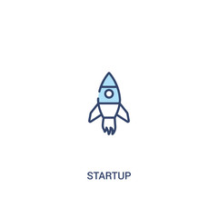 startup concept 2 colored icon. simple line element illustration. outline blue startup symbol. can be used for web and mobile ui/ux.