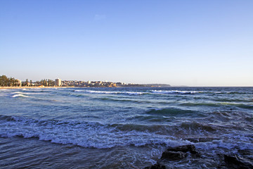 View across the waves to North Steyne. Manly. Australia.
