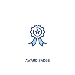 award badge concept 2 colored icon. simple line element illustration. outline blue award badge symbol. can be used for web and mobile ui/ux.