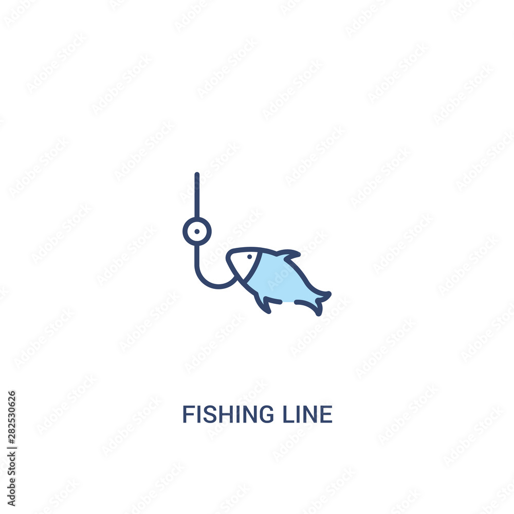 Poster fishing line concept 2 colored icon. simple line element illustration. outline blue fishing line sym