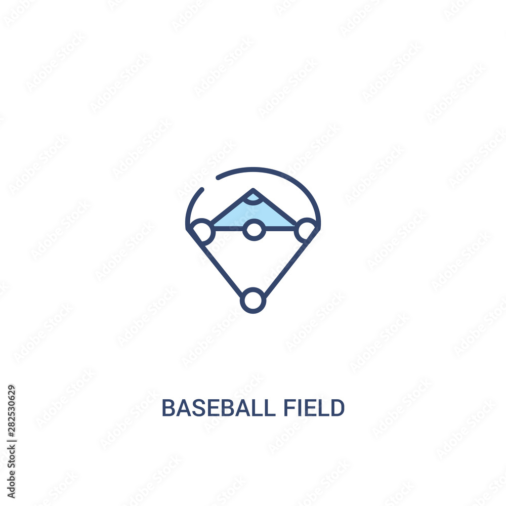 Poster baseball field concept 2 colored icon. simple line element illustration. outline blue baseball field
