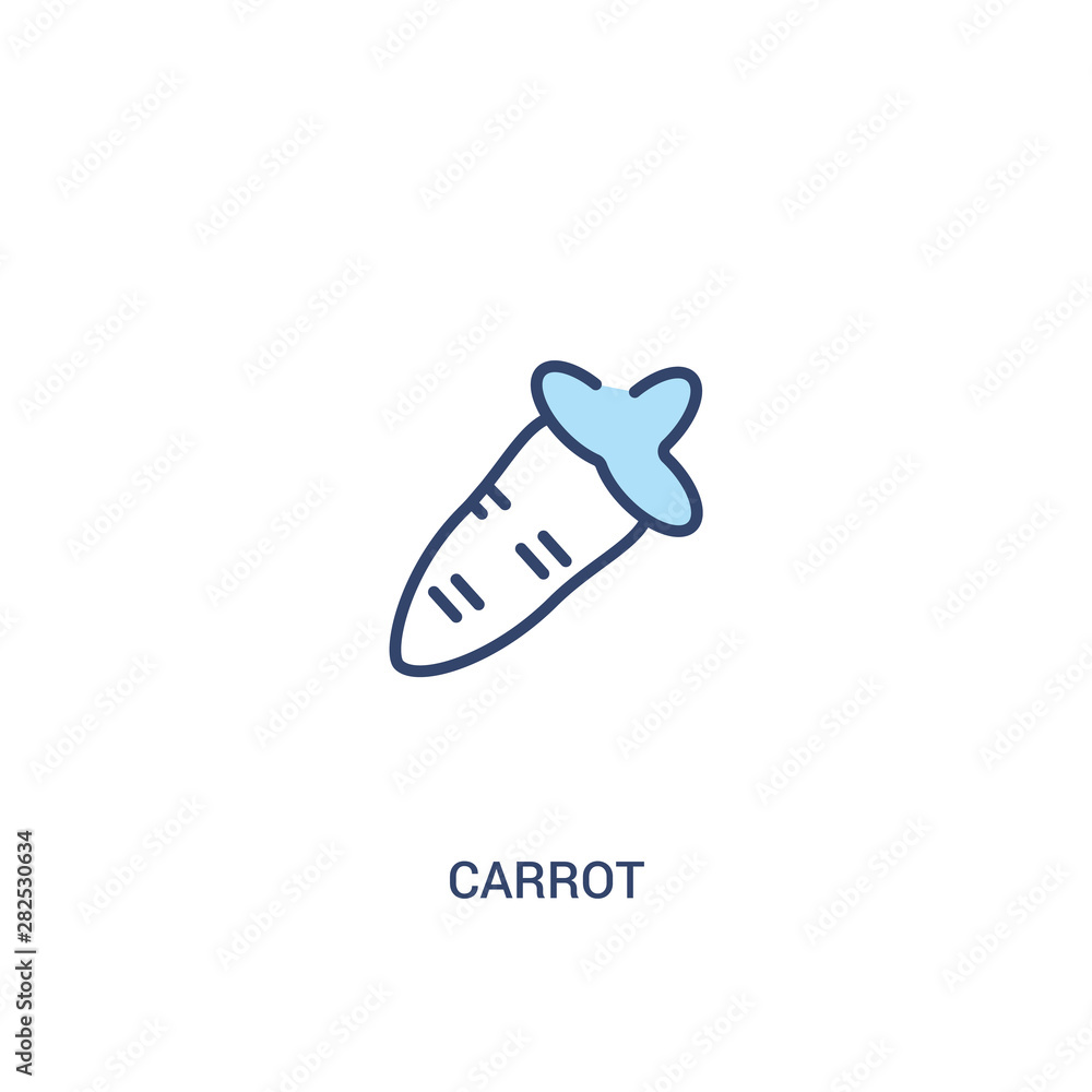 Poster carrot concept 2 colored icon. simple line element illustration. outline blue carrot symbol. can be 