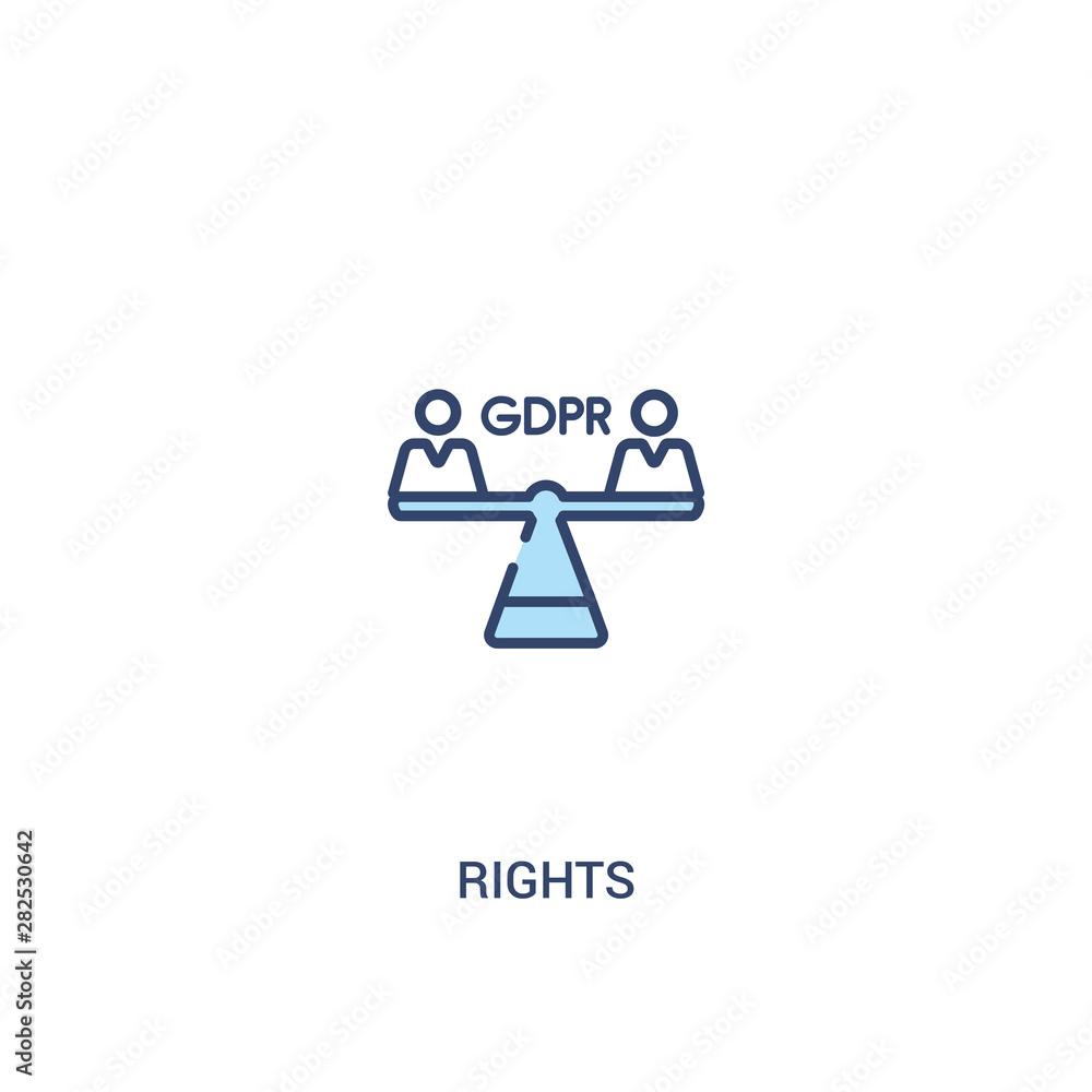 Poster rights concept 2 colored icon. simple line element illustration. outline blue rights symbol. can be 