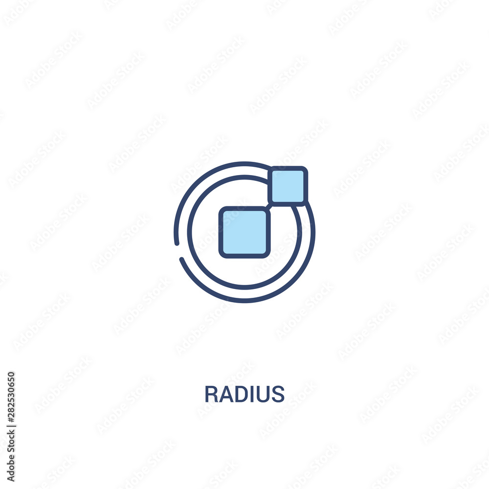 Poster radius concept 2 colored icon. simple line element illustration. outline blue radius symbol. can be 