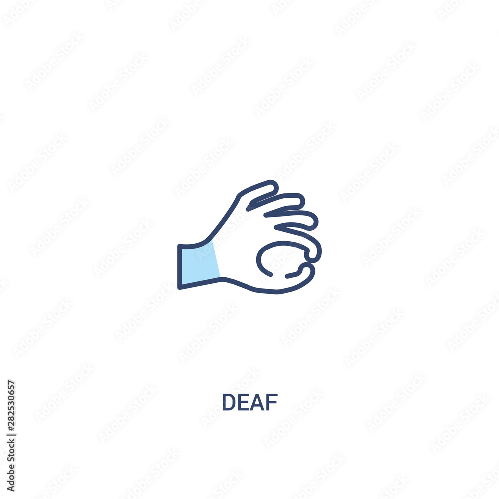 Poster deaf concept 2 colored icon. simple line element illustration. outline blue deaf symbol. can be used