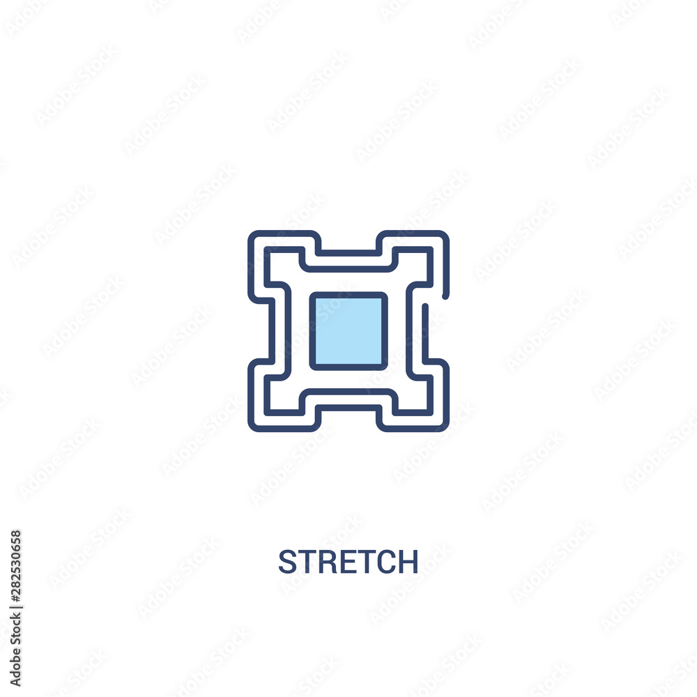 Poster stretch concept 2 colored icon. simple line element illustration. outline blue stretch symbol. can b