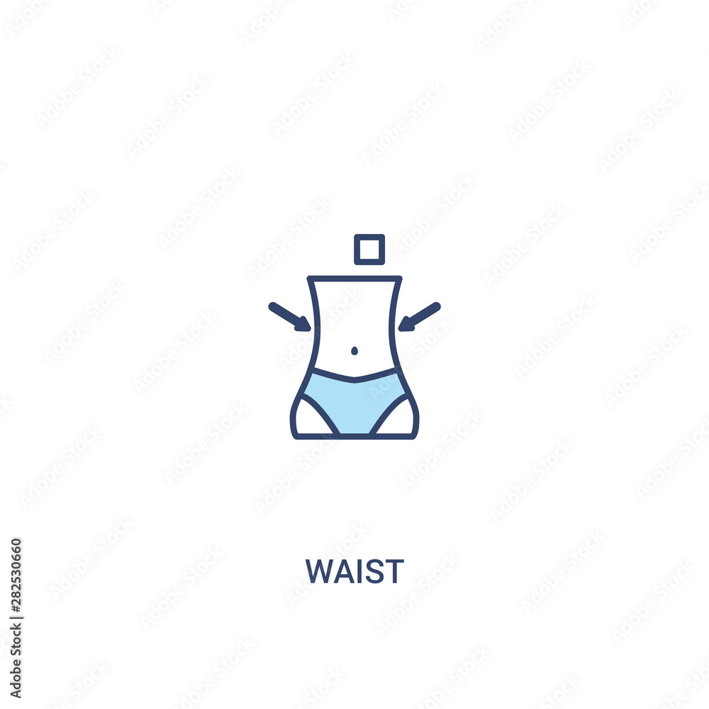 Poster waist concept 2 colored icon. simple line element illustration. outline blue waist symbol. can be us