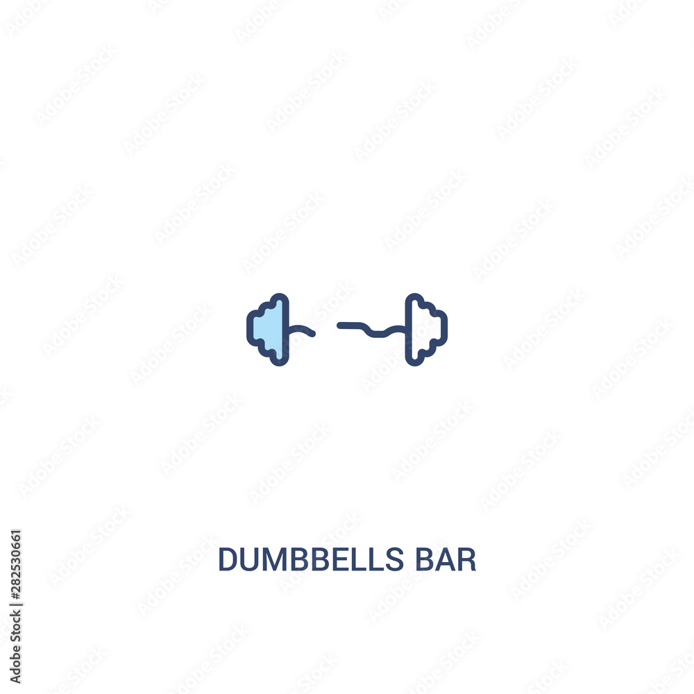 Poster dumbbells bar concept 2 colored icon. simple line element illustration. outline blue dumbbells bar s