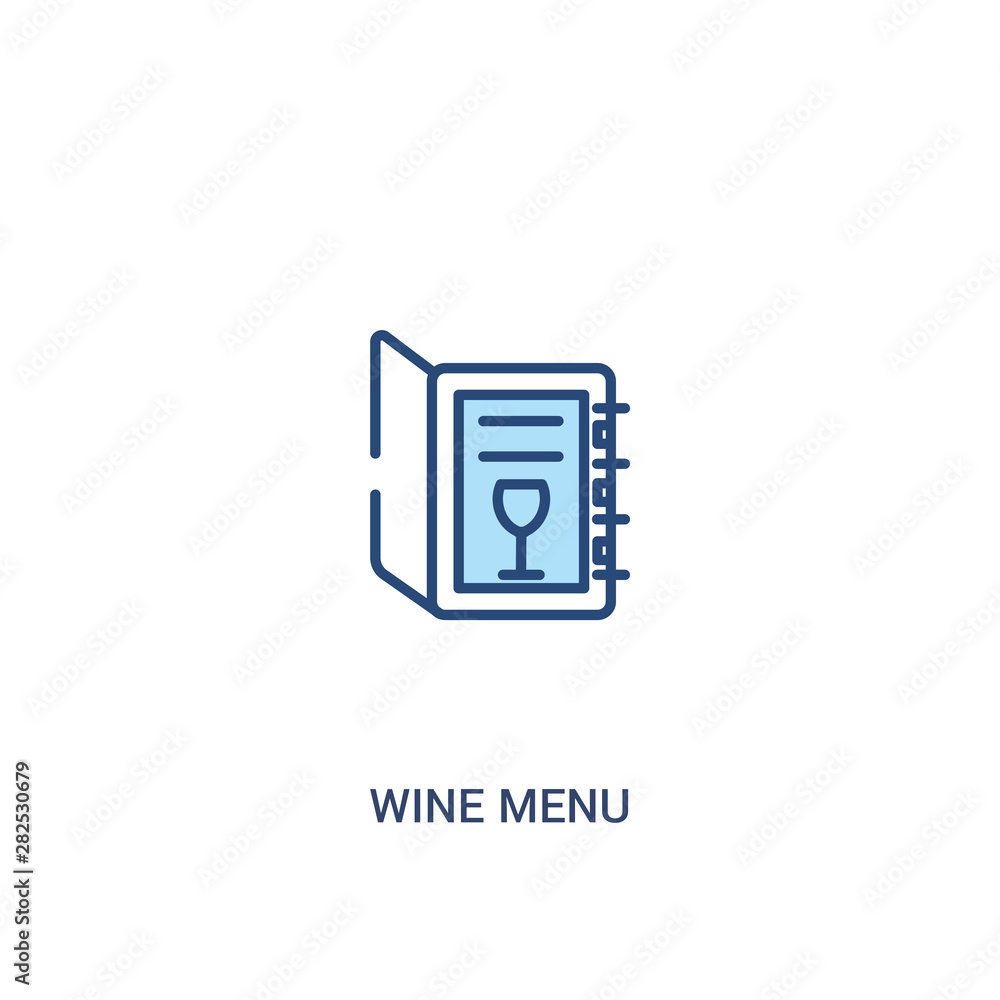 Poster wine menu concept 2 colored icon. simple line element illustration. outline blue wine menu symbol. c