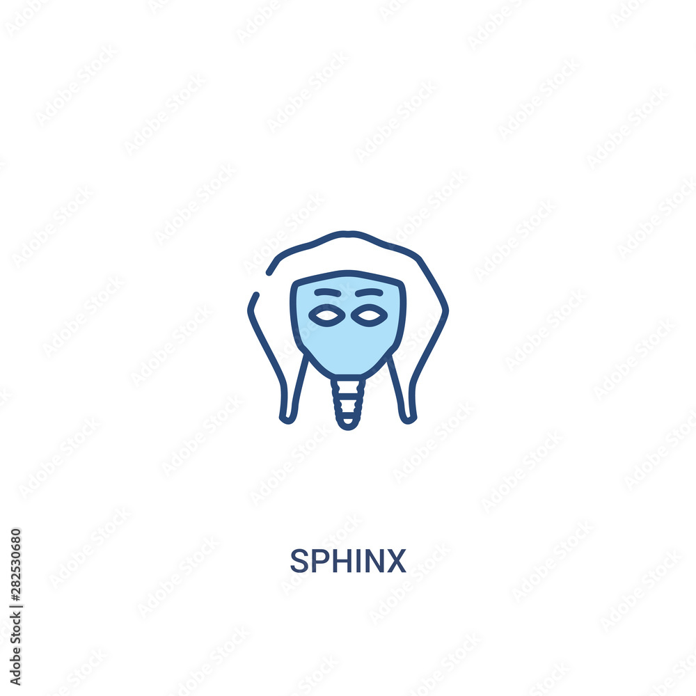 Poster sphinx concept 2 colored icon. simple line element illustration. outline blue sphinx symbol. can be 
