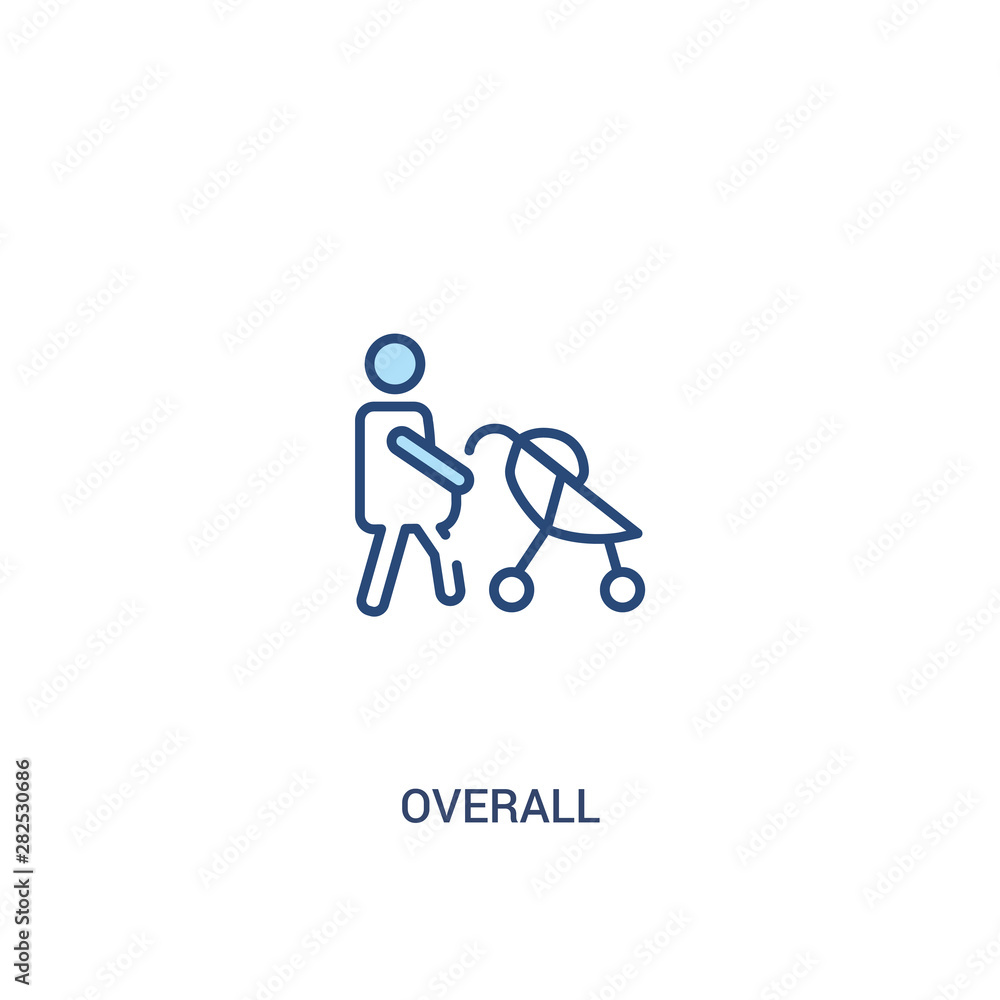 Poster overall concept 2 colored icon. simple line element illustration. outline blue overall symbol. can b