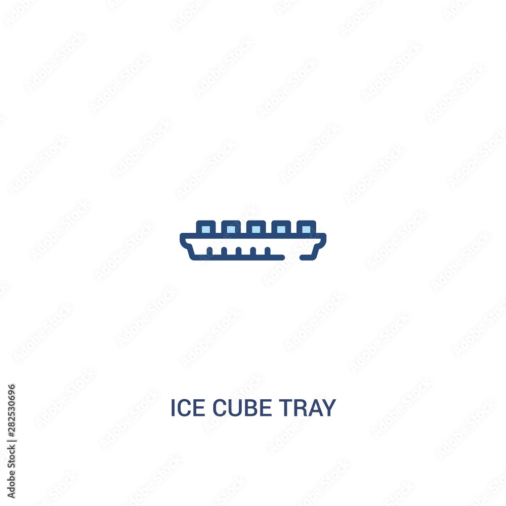 Poster ice cube tray concept 2 colored icon. simple line element illustration. outline blue ice cube tray s