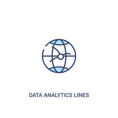 data analytics lines on spherical grid concept 2 colored icon. simple line element illustration. outline blue data analytics lines on spherical grid symbol. can be used for web and mobile ui/ux.