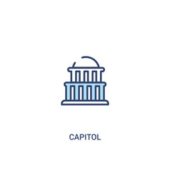 capitol concept 2 colored icon. simple line element illustration. outline blue capitol symbol. can be used for web and mobile ui/ux.
