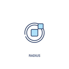 radius concept 2 colored icon. simple line element illustration. outline blue radius symbol. can be used for web and mobile ui/ux.