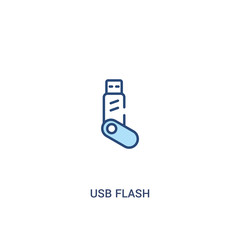 usb flash concept 2 colored icon. simple line element illustration. outline blue usb flash symbol. can be used for web and mobile ui/ux.