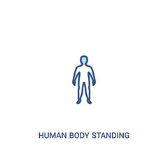 human body standing black concept 2 colored icon. simple line element illustration. outline blue human body standing black symbol. can be used for web and mobile ui/ux.