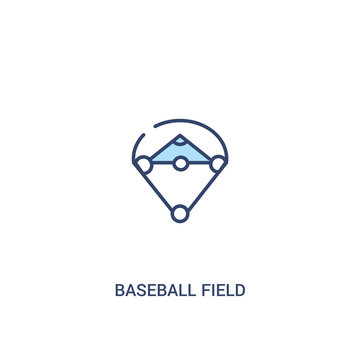 baseball field concept 2 colored icon. simple line element illustration. outline blue baseball field symbol. can be used for web and mobile ui/ux.