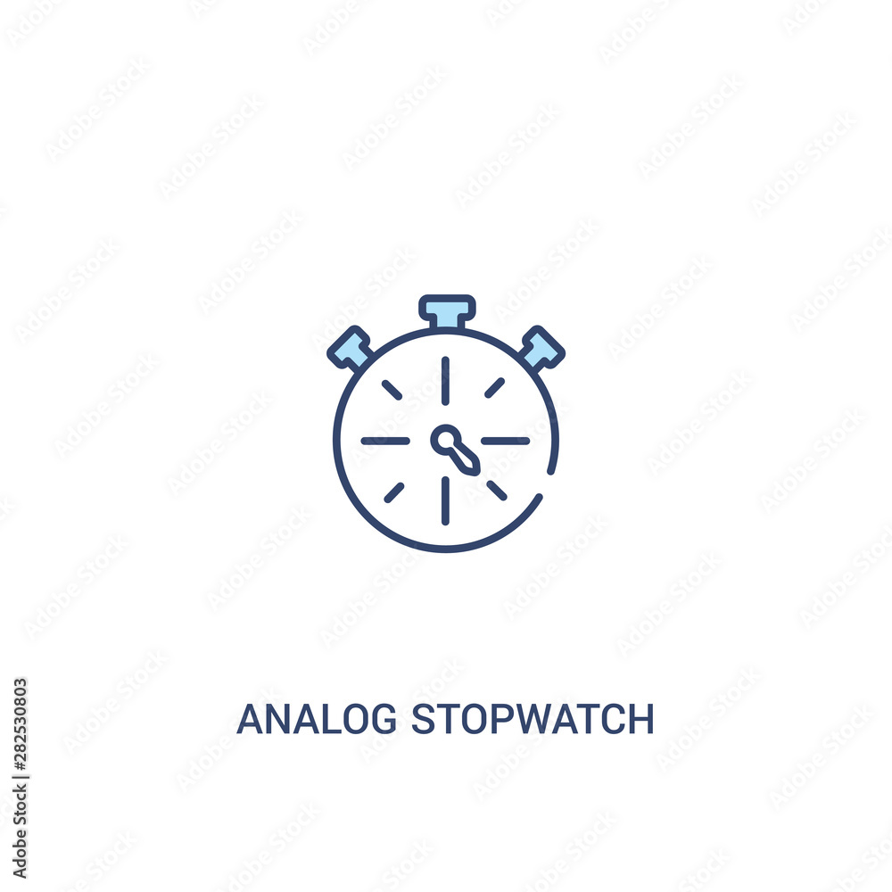 Poster analog stopwatch concept 2 colored icon. simple line element illustration. outline blue analog stopw