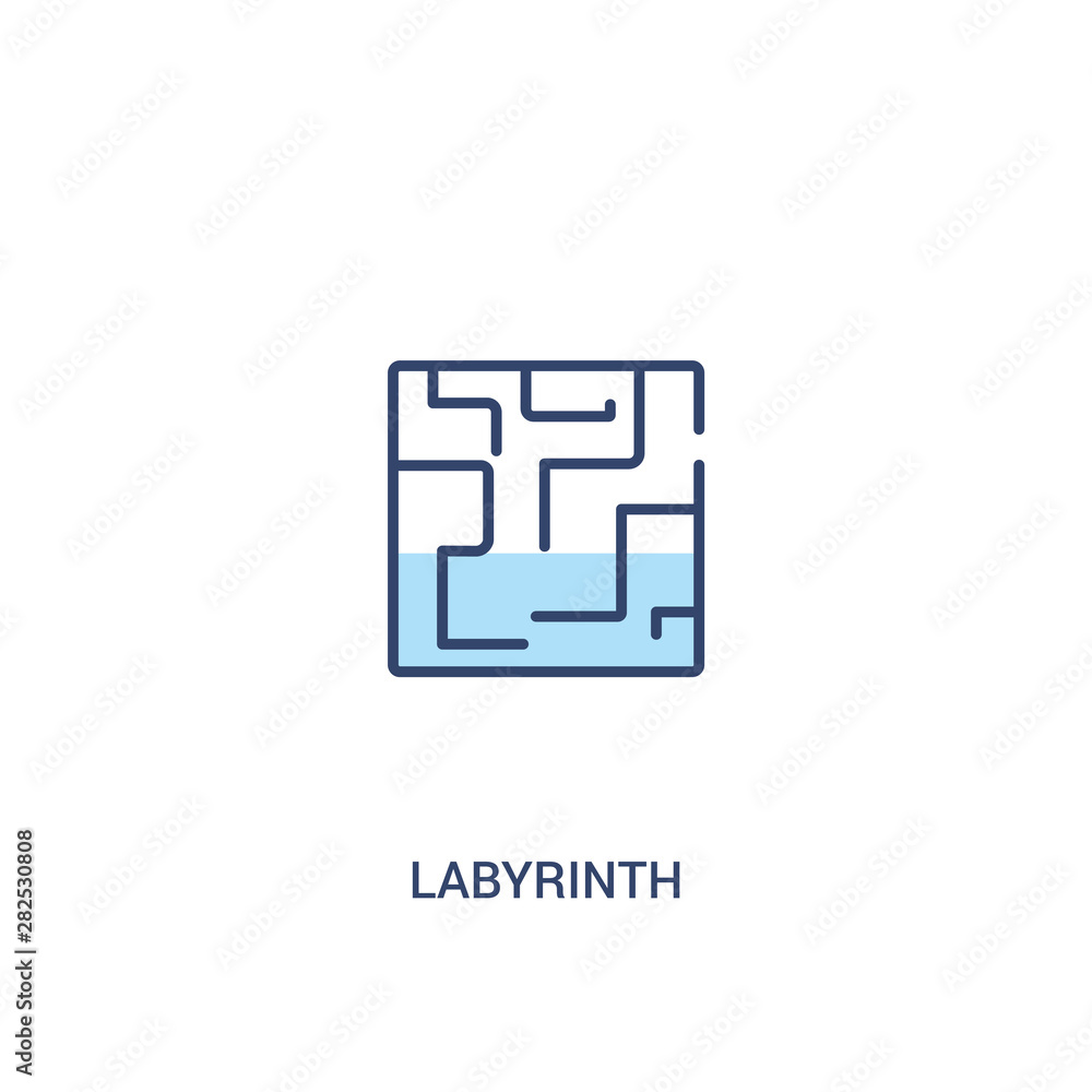 Poster labyrinth concept 2 colored icon. simple line element illustration. outline blue labyrinth symbol. c