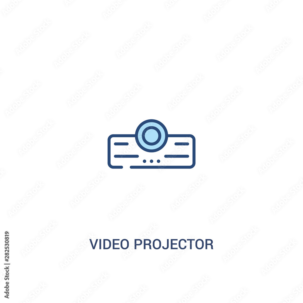 Aufkleber video projector concept 2 colored icon. simple line element illustration. outline blue video project