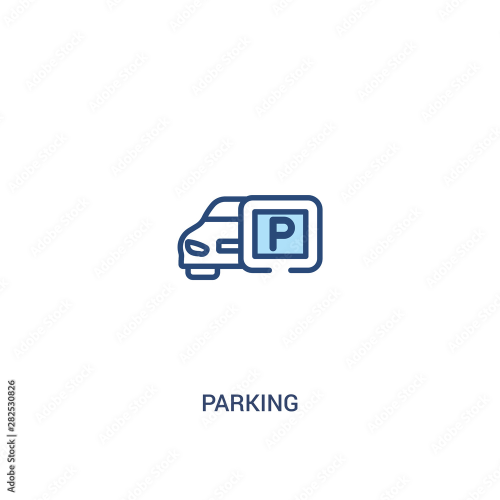Aufkleber parking concept 2 colored icon. simple line element illustration. outline blue parking symbol. can b
