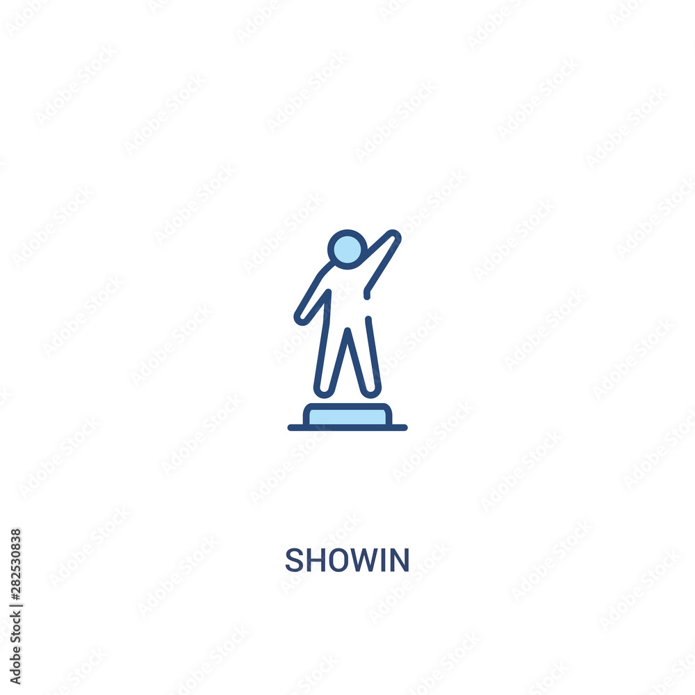 Aufkleber showin concept 2 colored icon. simple line element illustration. outline blue showin symbol. can be 