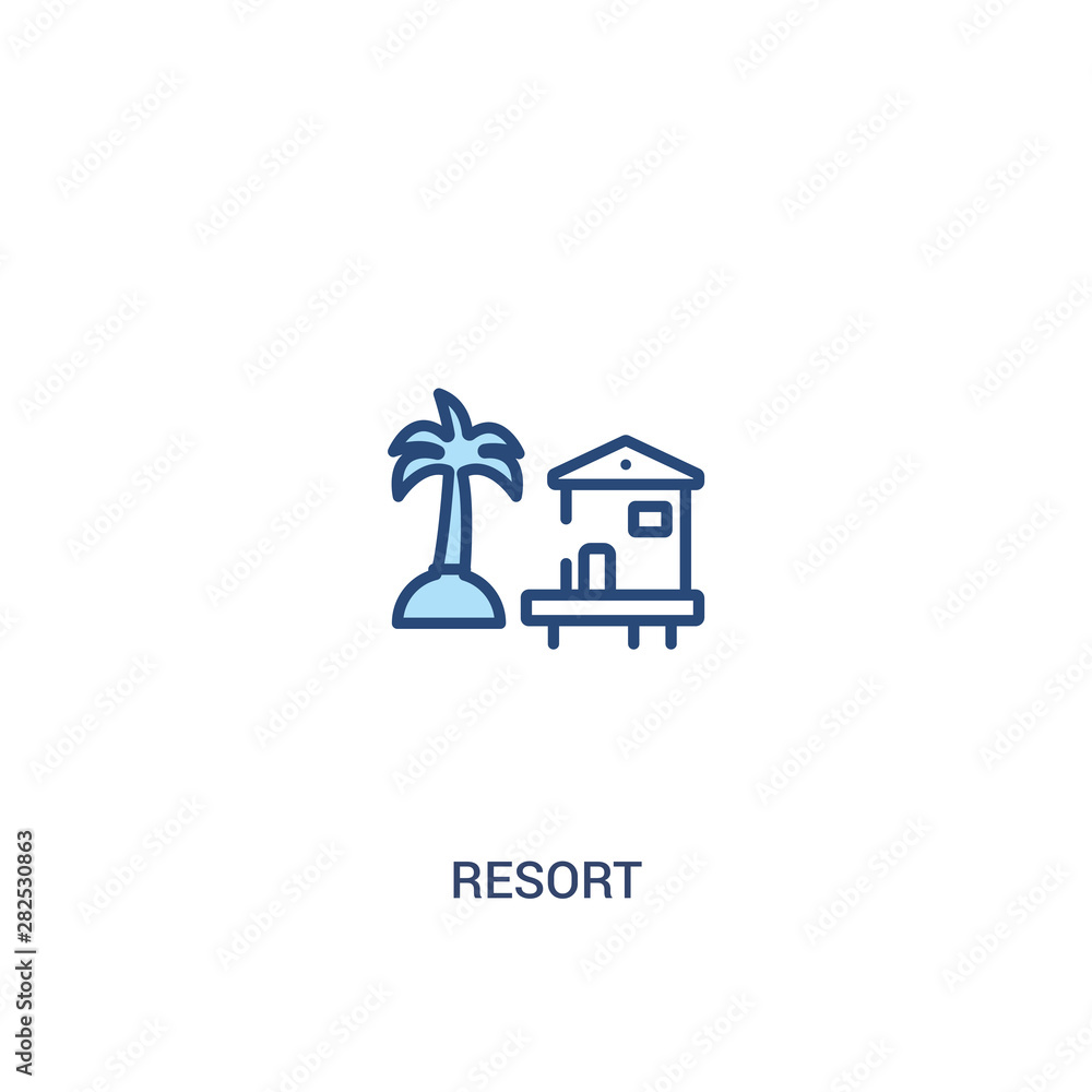 Aufkleber resort concept 2 colored icon. simple line element illustration. outline blue resort symbol. can be 