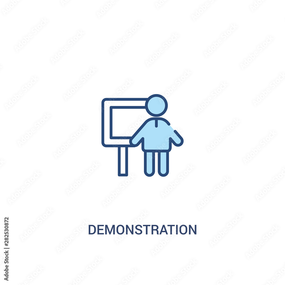 Poster demonstration concept 2 colored icon. simple line element illustration. outline blue demonstration s