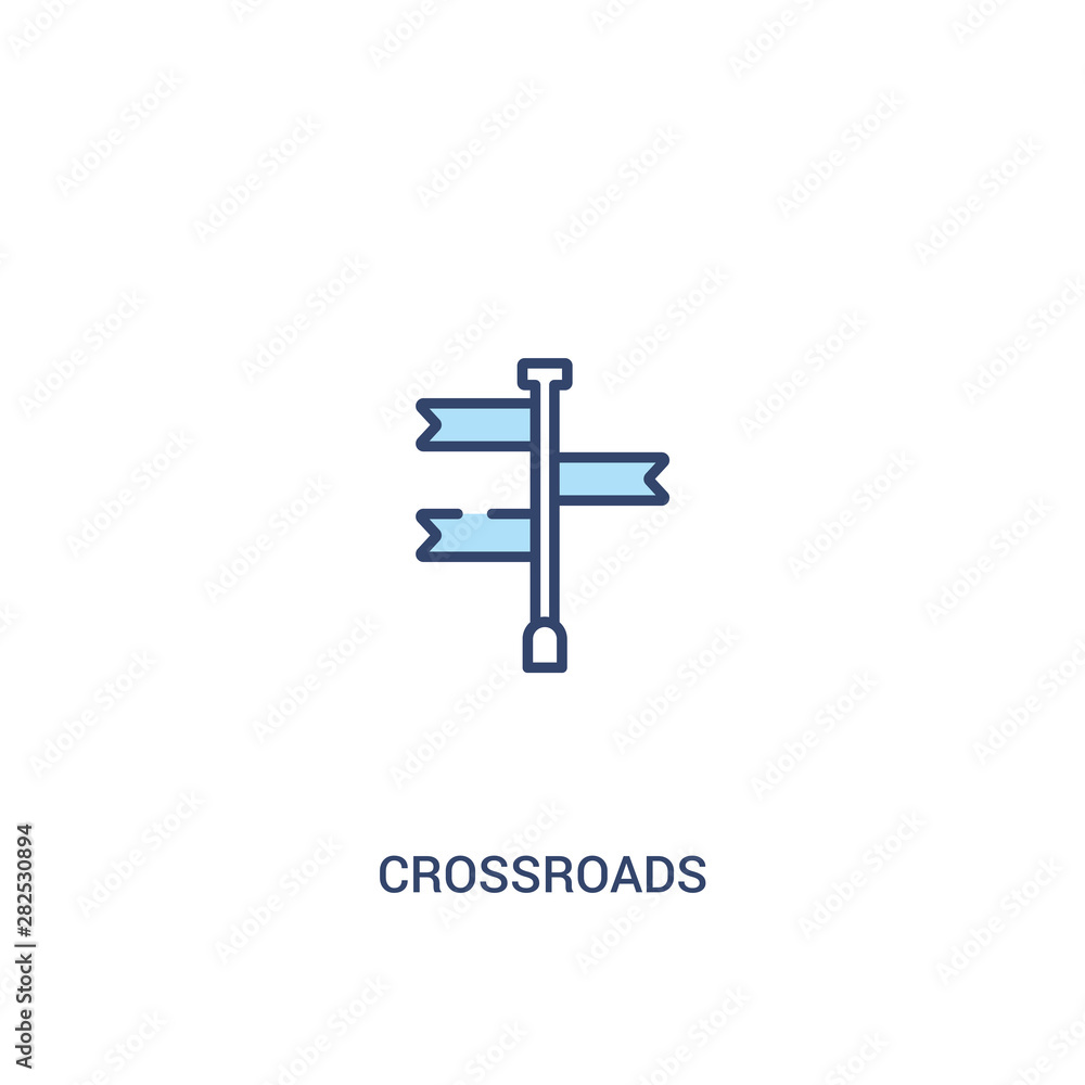 Aufkleber crossroads concept 2 colored icon. simple line element illustration. outline blue crossroads symbol.