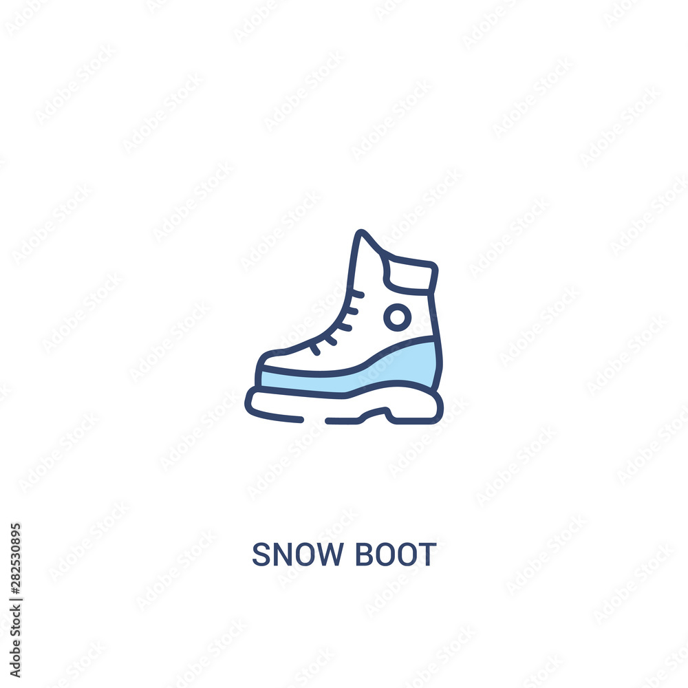 Poster snow boot concept 2 colored icon. simple line element illustration. outline blue snow boot symbol. c