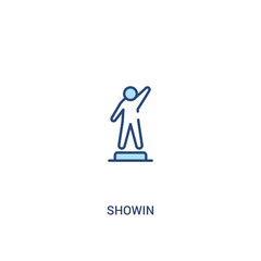 showin concept 2 colored icon. simple line element illustration. outline blue showin symbol. can be used for web and mobile ui/ux.
