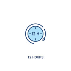 12 hours concept 2 colored icon. simple line element illustration. outline blue 12 hours symbol. can be used for web and mobile ui/ux.