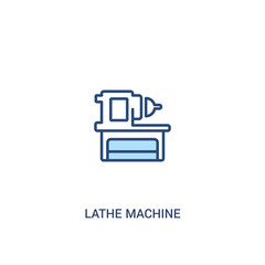 lathe machine concept 2 colored icon. simple line element illustration. outline blue lathe machine symbol. can be used for web and mobile ui/ux.