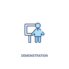 demonstration concept 2 colored icon. simple line element illustration. outline blue demonstration symbol. can be used for web and mobile ui/ux.
