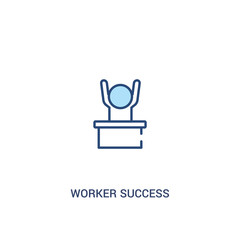 worker success concept 2 colored icon. simple line element illustration. outline blue worker success symbol. can be used for web and mobile ui/ux.
