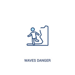 waves danger concept 2 colored icon. simple line element illustration. outline blue waves danger symbol. can be used for web and mobile ui/ux.