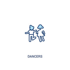 Fototapeta premium dancers concept 2 colored icon. simple line element illustration. outline blue dancers symbol. can be used for web and mobile ui/ux.
