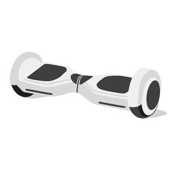 Electro gyro board in realistic flat style. two-wheeled scooter in white basic color . Self-balancing electric board. Eco Transport  isolated vector illustration
