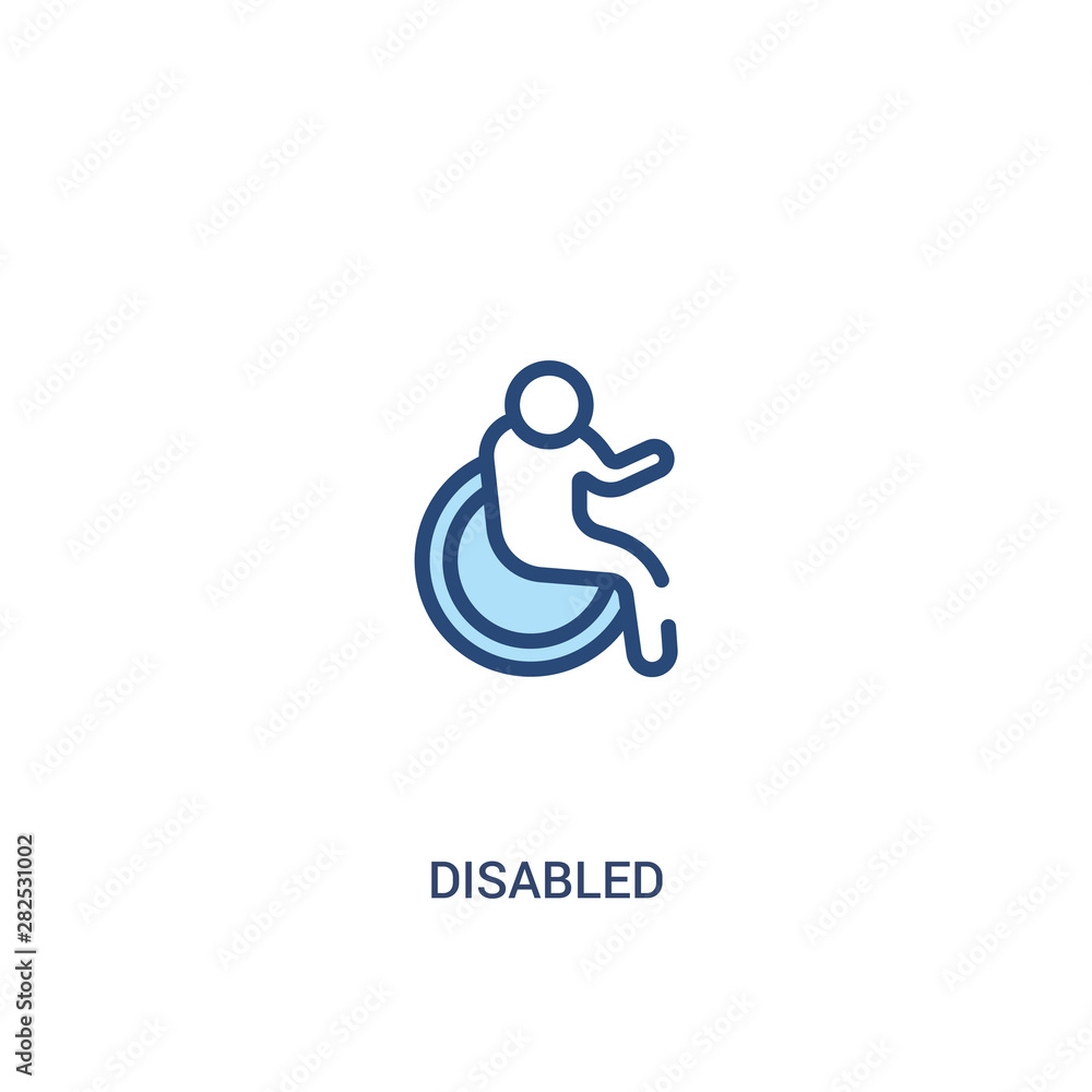 Poster disabled concept 2 colored icon. simple line element illustration. outline blue disabled symbol. can